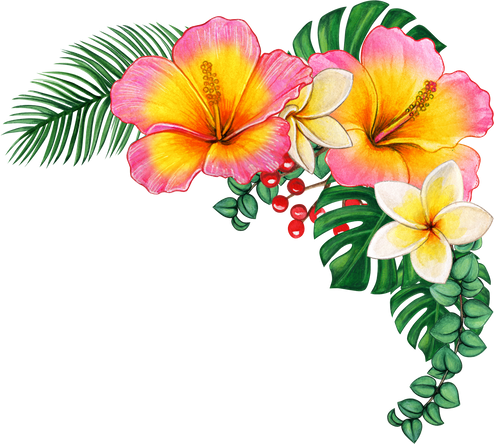 Watercolor tropical flower corner